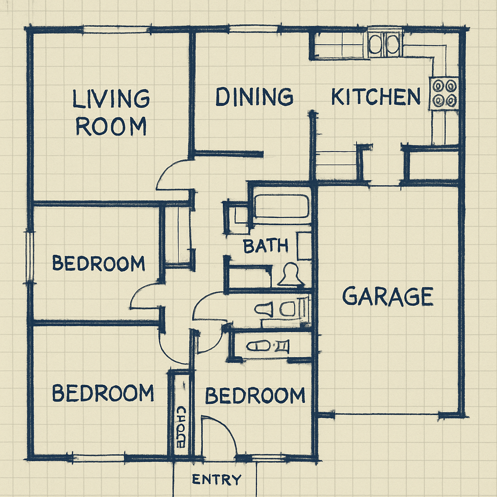 custom home building process – blueprints during planning stage